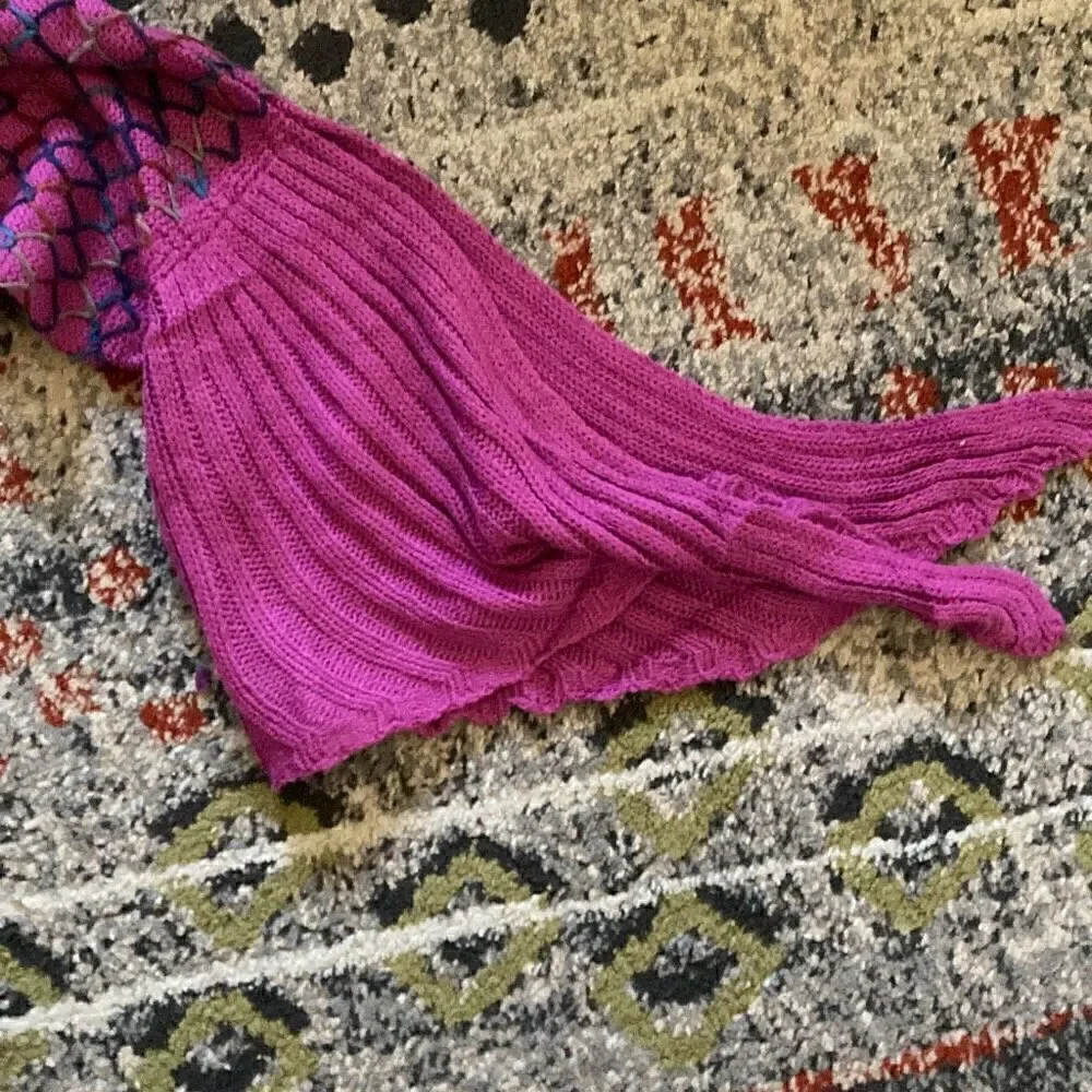 Mermaid Tail Blanket Throw Purple Pink